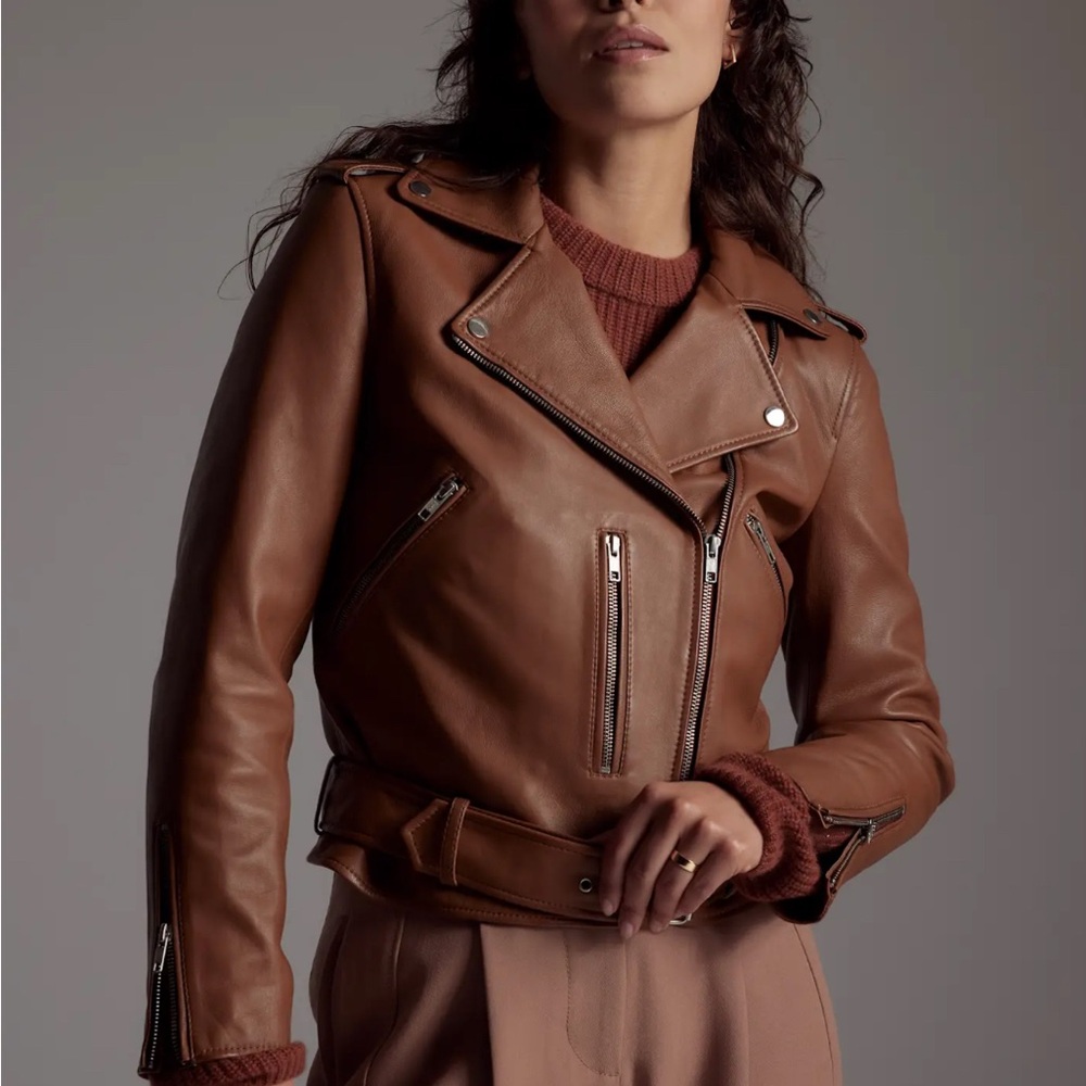 Quince Brown Leather Moto Jacket